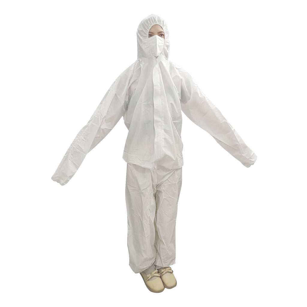 White disposable medical protective suits