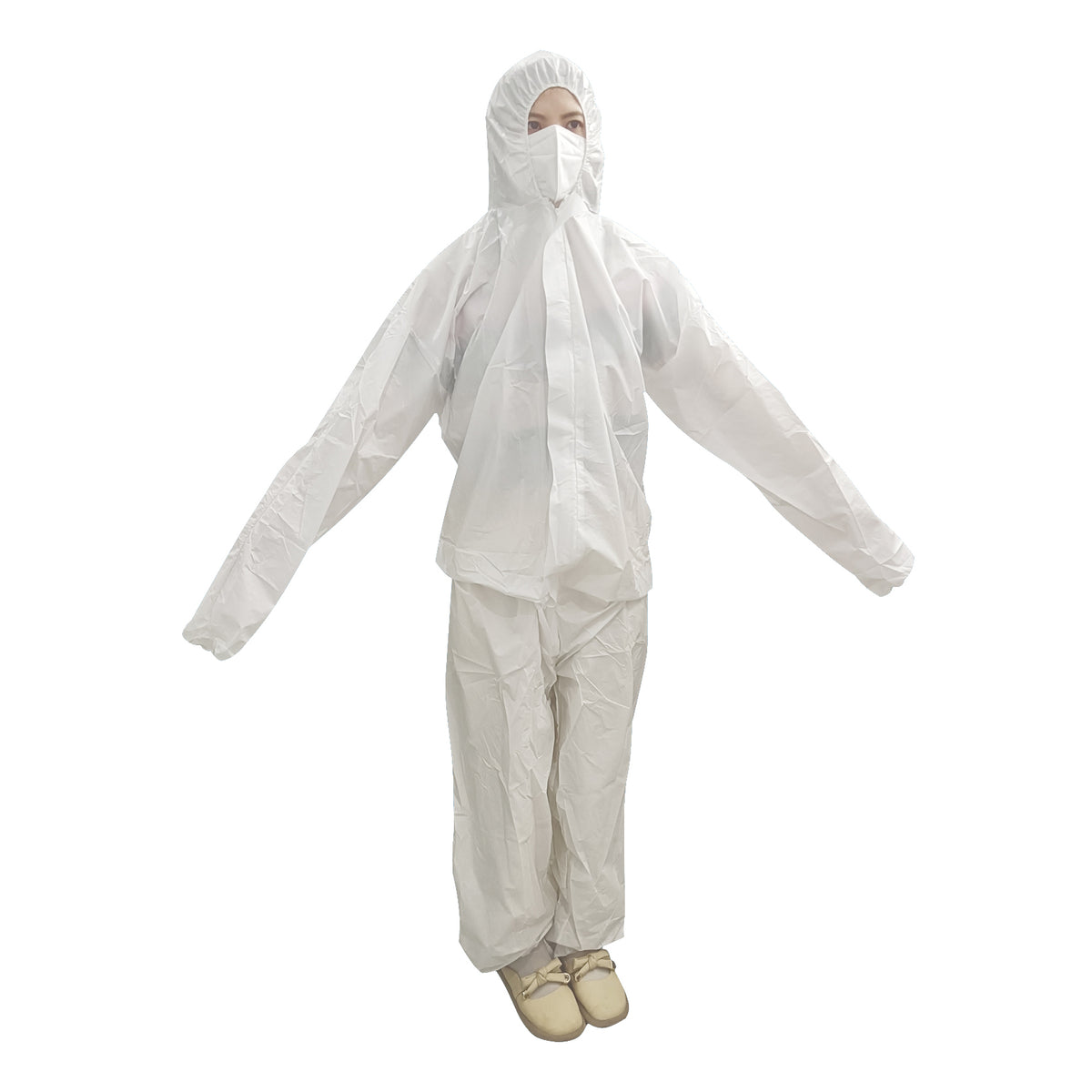 White disposable medical protective suits