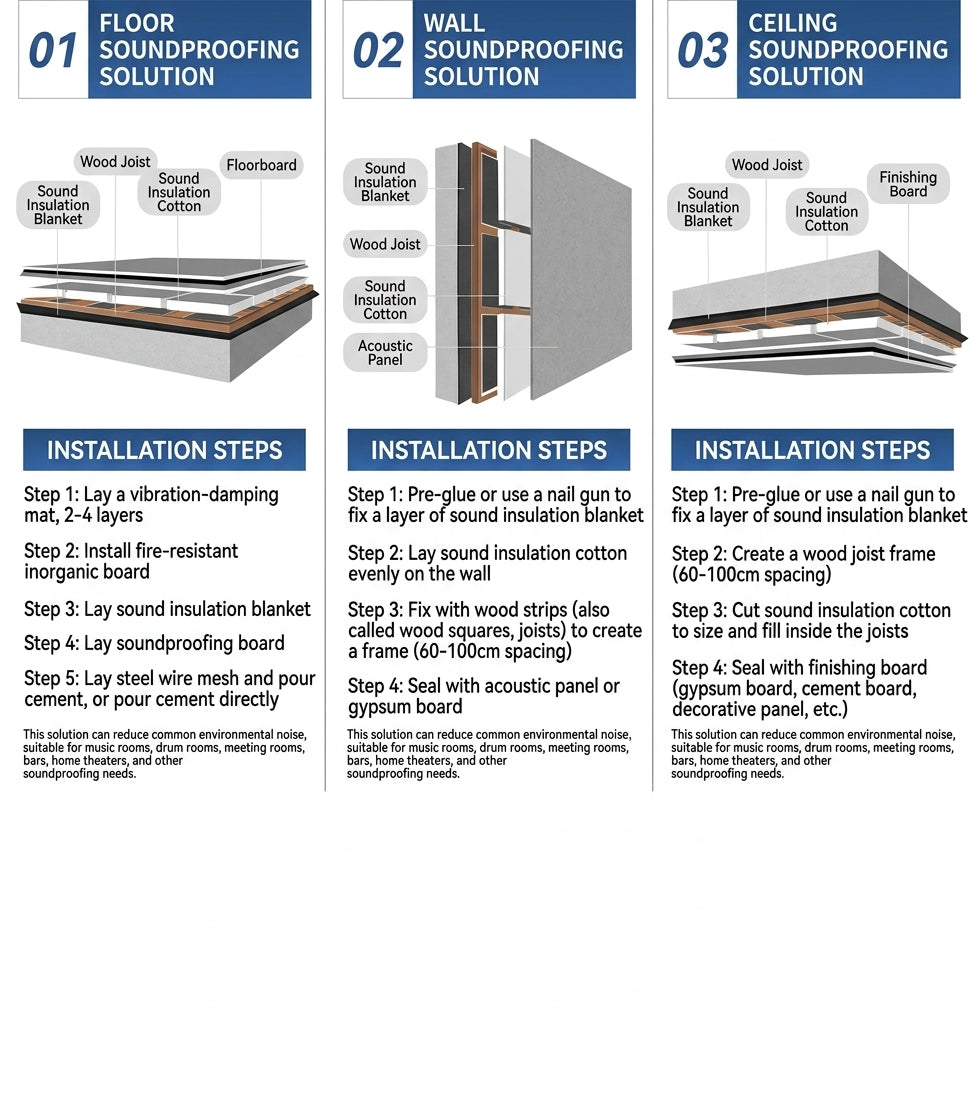 Soundproofing Shock-Absorbing Noise-Reducing Cotton for Bedroom Walls